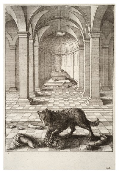 Il lupo e la statua da Wenceslaus Hollar